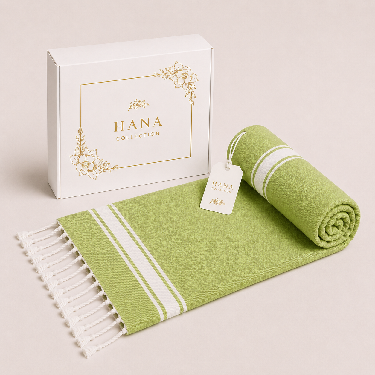 Fouta Élégance – Vert Tilleul | 100 x 200 cm