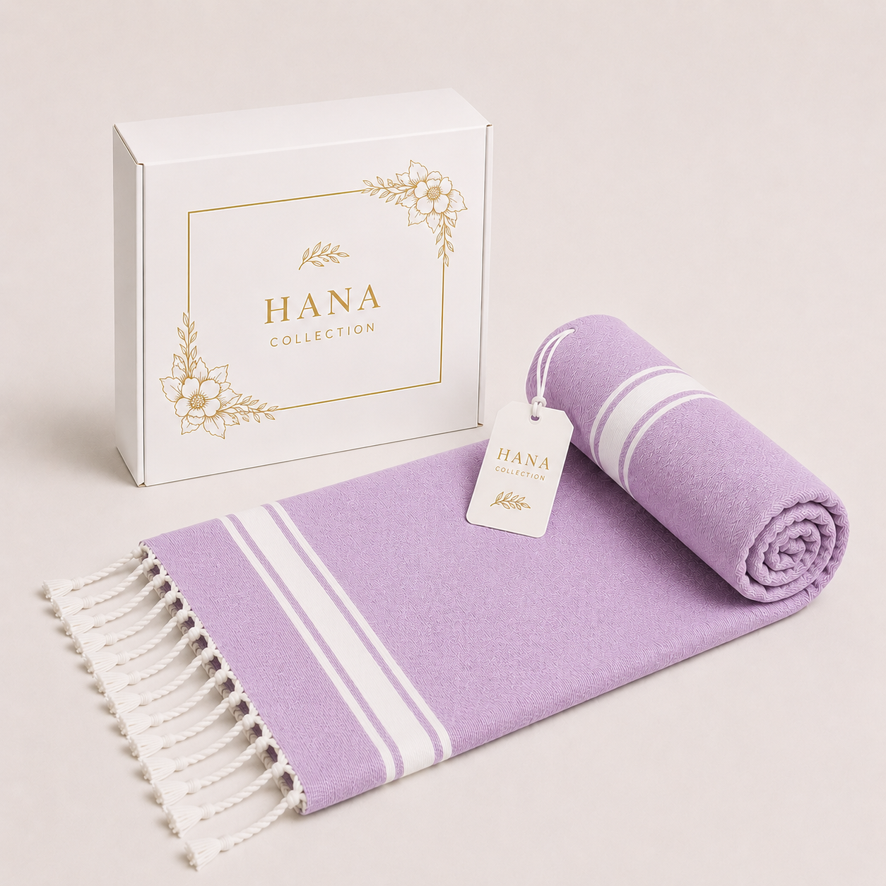 Fouta Élégance – Lilas Brume | 100 x 200 cm