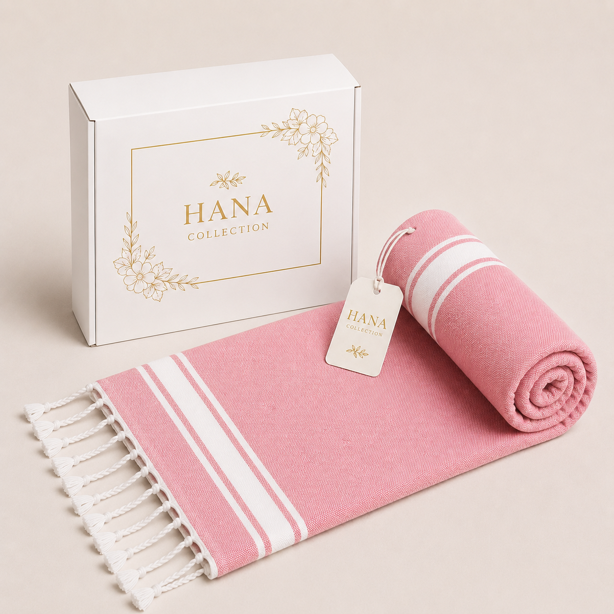 Fouta Élégance – Rose Poudré | 100 x 200 cm